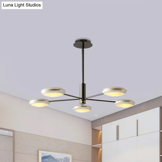 Modern Starburst Chandelier With Black/Silver Drum Shade - 3/4/5 Heads Ceiling Light For Living Room