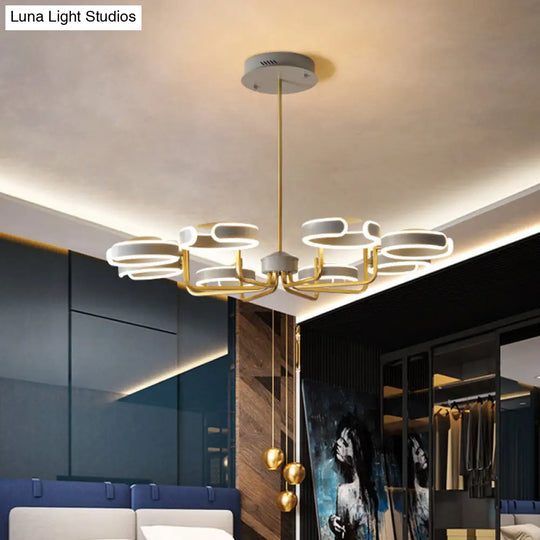 Modern Starburst Metal Chandelier Lamp - 8/10 Heads Black/Gray/White Pendant Light Warm/White Glow