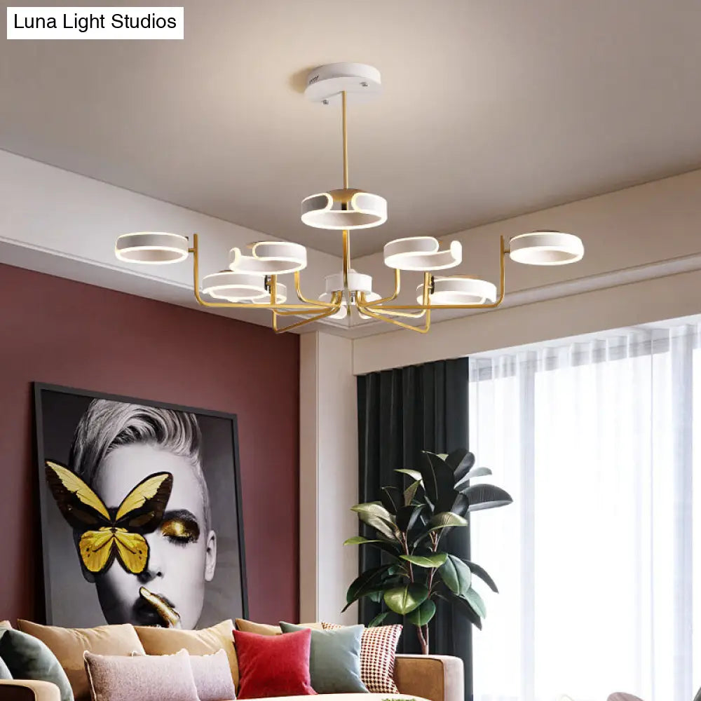 Modern Starburst Metal Chandelier Lamp - 8/10 Heads Black/Gray/White Pendant Light Warm/White Glow