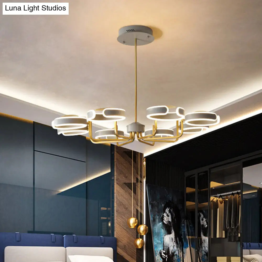 Modern Starburst Metal Chandelier Lamp - 8/10 Heads Black/Gray/White Pendant Light Kit Warm/White