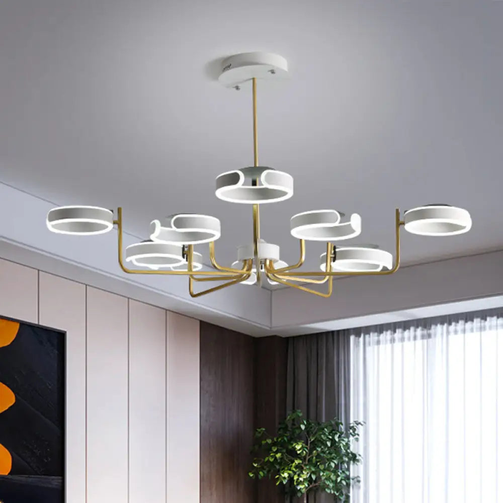 Modern Starburst Metal Chandelier Lamp - 8/10 Heads Black/Gray/White Pendant Light Kit Warm/White