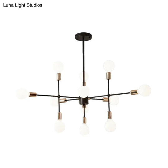 Modern Starburst Milk White Glass Chandelier With 12/15/18 Lights For Bedroom Black Pendant Lighting