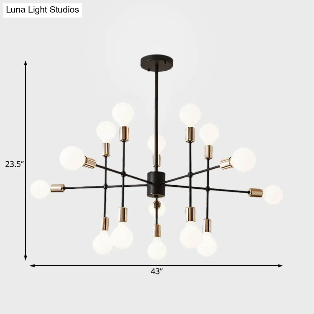 Modern Starburst Milk White Glass Chandelier With 12/15/18 Lights For Bedroom Black Pendant Lighting