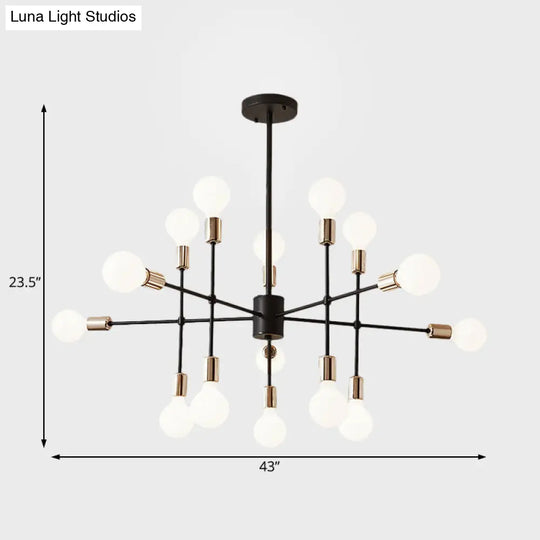 Modern Starburst Milk White Glass Chandelier With 12/15/18 Lights For Bedroom Black Pendant Lighting