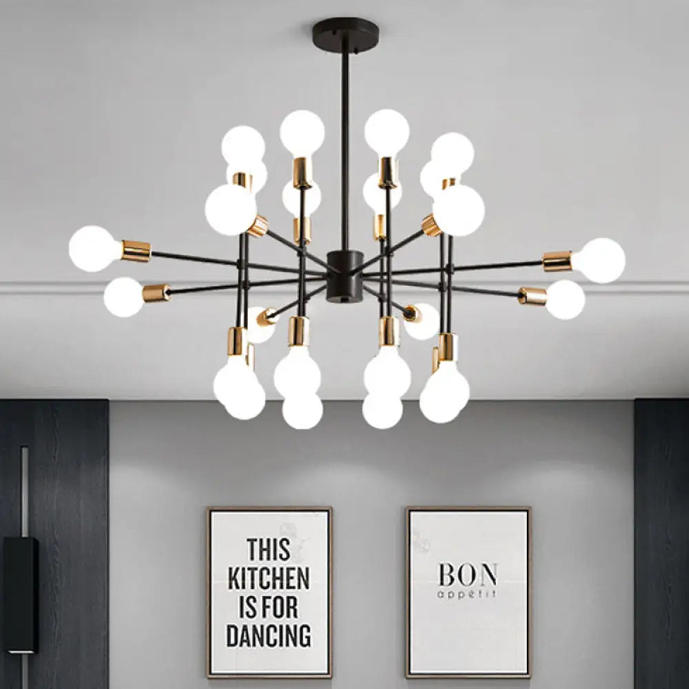 Modern Starburst Milk White Glass Chandelier With 12/15/18 Lights For Bedroom Black Pendant Lighting