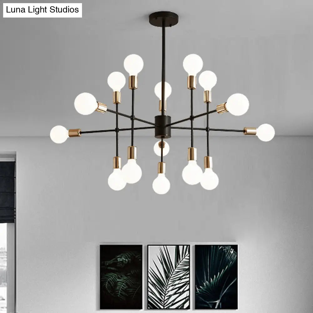 Modern Starburst Milk White Glass Chandelier With 12/15/18 Lights For Bedroom Black Pendant Lighting