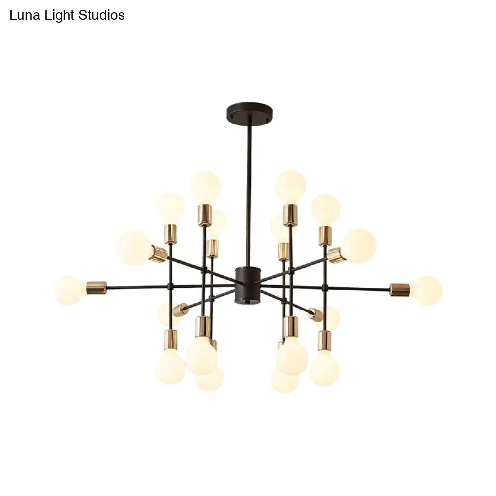 Modern Starburst Milk White Glass Chandelier With 12/15/18 Lights For Bedroom Black Pendant Lighting