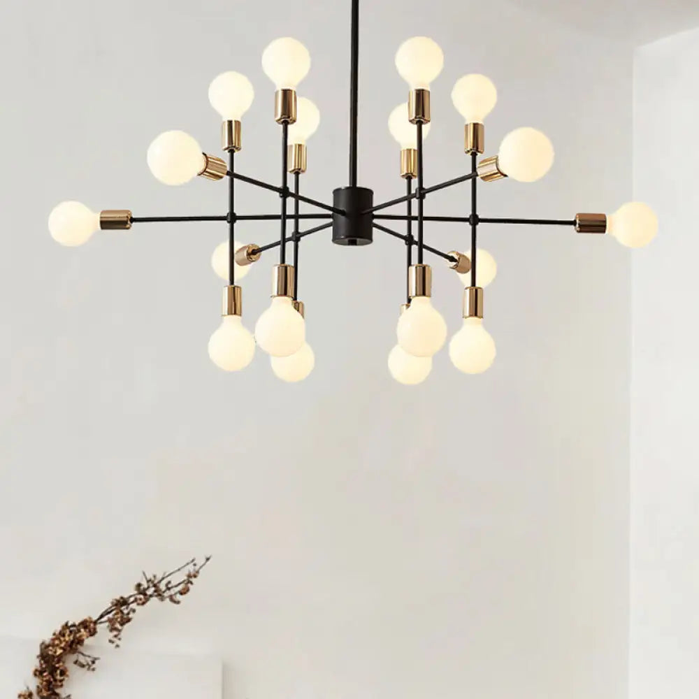 Modern Starburst Milk White Glass Chandelier With 12/15/18 Lights For Bedroom Black Pendant Lighting