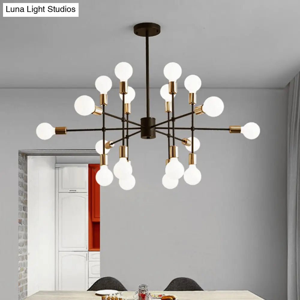 Modern Starburst Milk White Glass Chandelier With 12/15/18 Lights For Bedroom Black Pendant Lighting