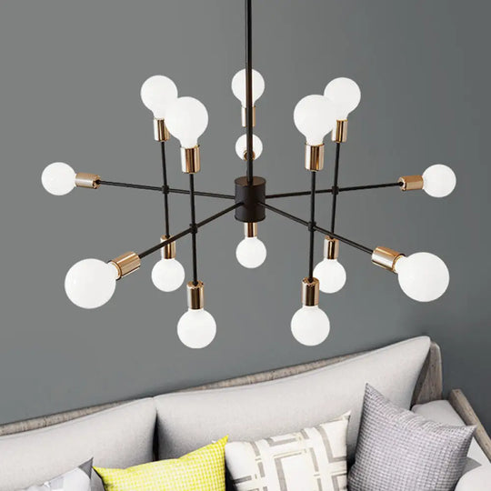 Modern Starburst Milk White Glass Chandelier With 12/15/18 Lights For Bedroom Black Pendant Lighting