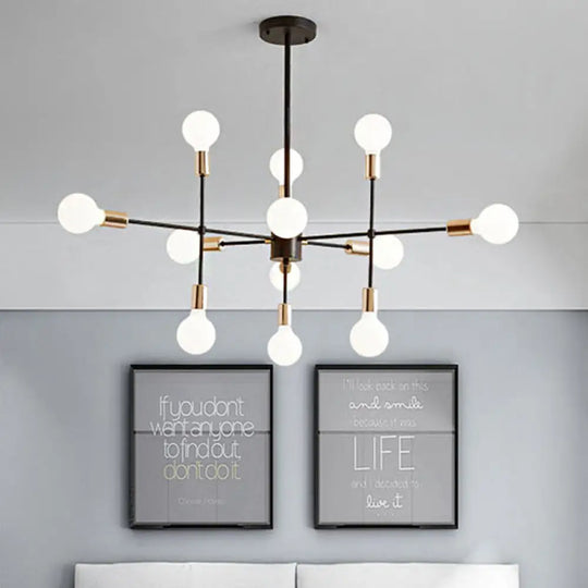 Modern Starburst Milk White Glass Chandelier With 12/15/18 Lights For Bedroom Black Pendant Lighting