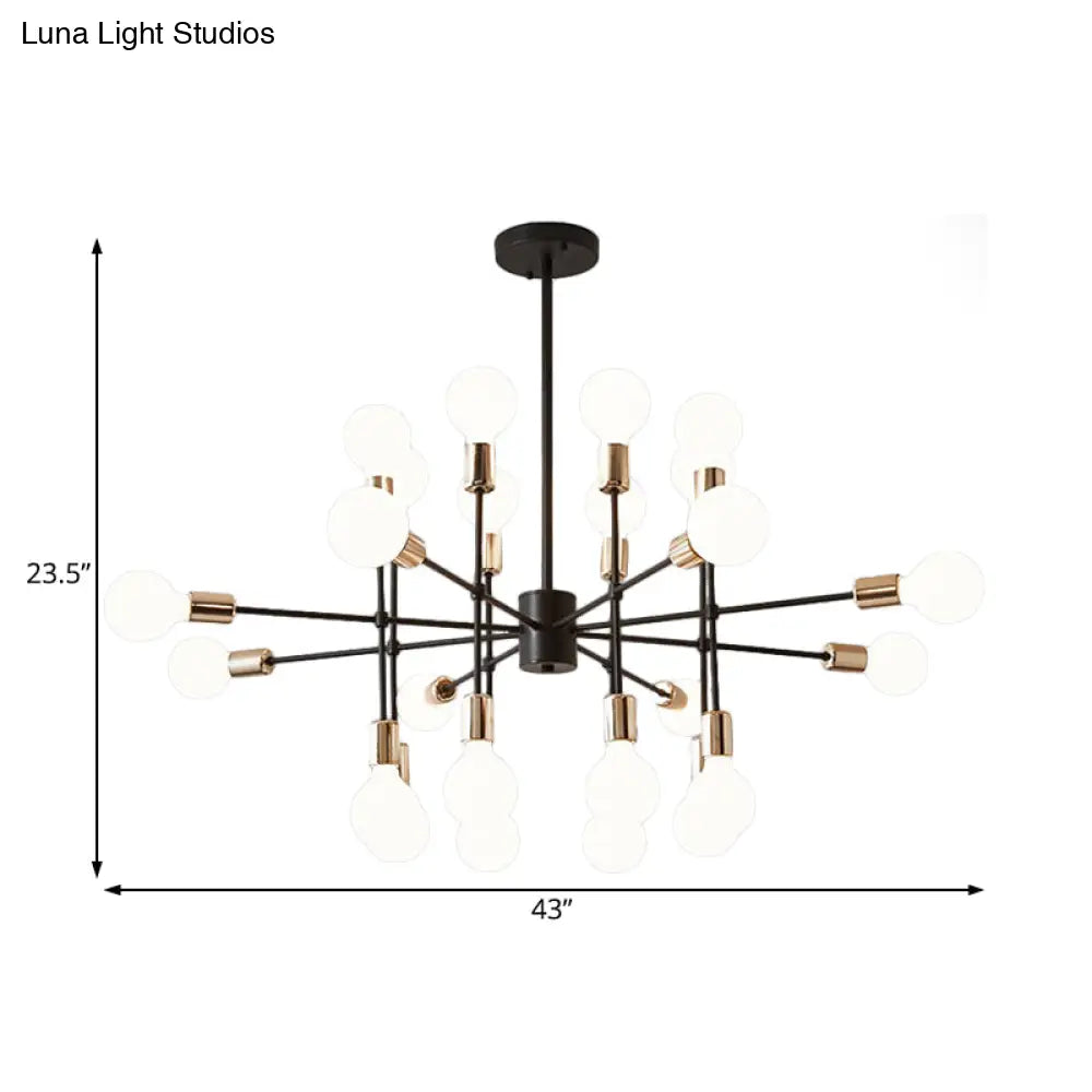 Modern Starburst Milk White Glass Chandelier With 12/15/18 Lights For Bedroom Black Pendant Lighting