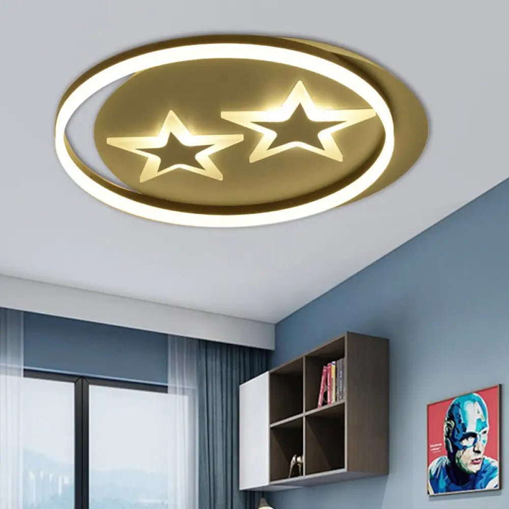Modern Starry Led Ceiling Light For Kids’ Bedroom - Acrylic Round Lamp In White/Black Black