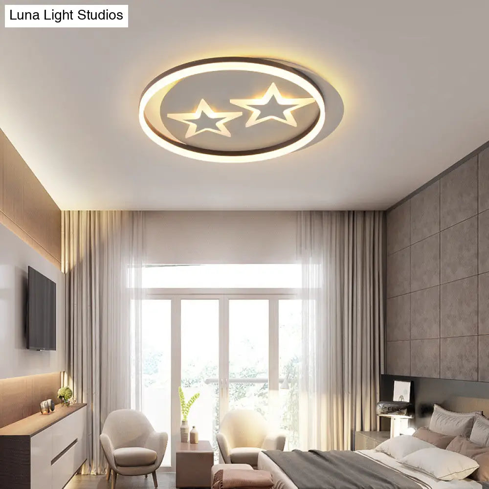 Modern Starry Led Ceiling Light For Kids’ Bedroom - Acrylic Round Lamp In White/Black