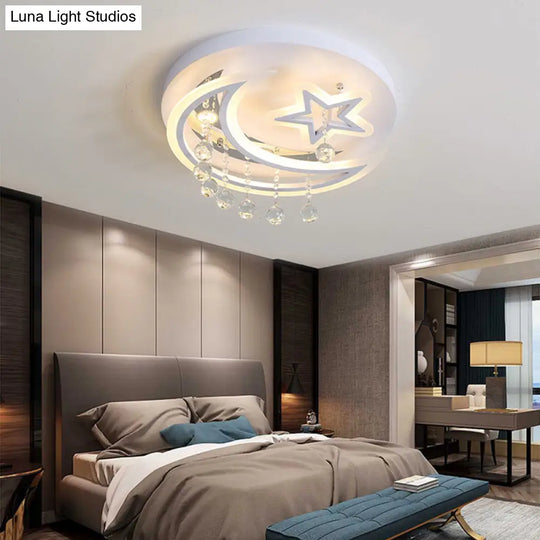Modern Starry Led Ceiling Light In Warm/White For Bedroom - 16’/19.5’ Diameter