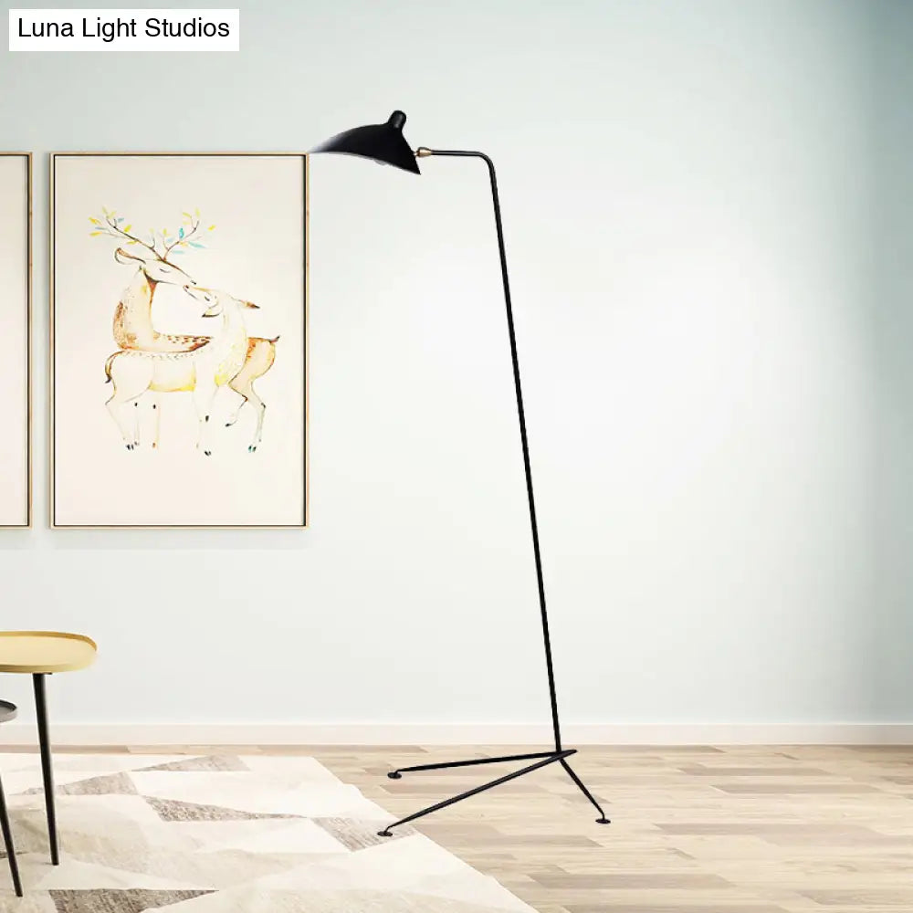 Modern Style 1/3-Light Floor Lamp With Sleek Duckbill Metal Shade - Black Finish Perfect For Living