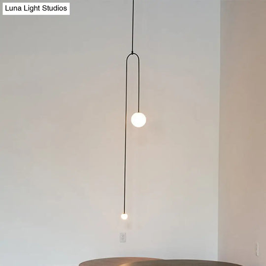 Modern Black Pendant Light For Living Room With Global Glass Shade - 48/64 Length / 48