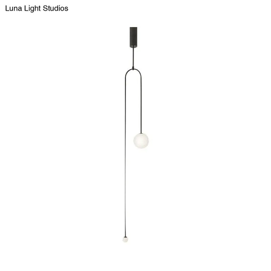 Modern Black Pendant Light For Living Room With Global Glass Shade - 48/64 Length