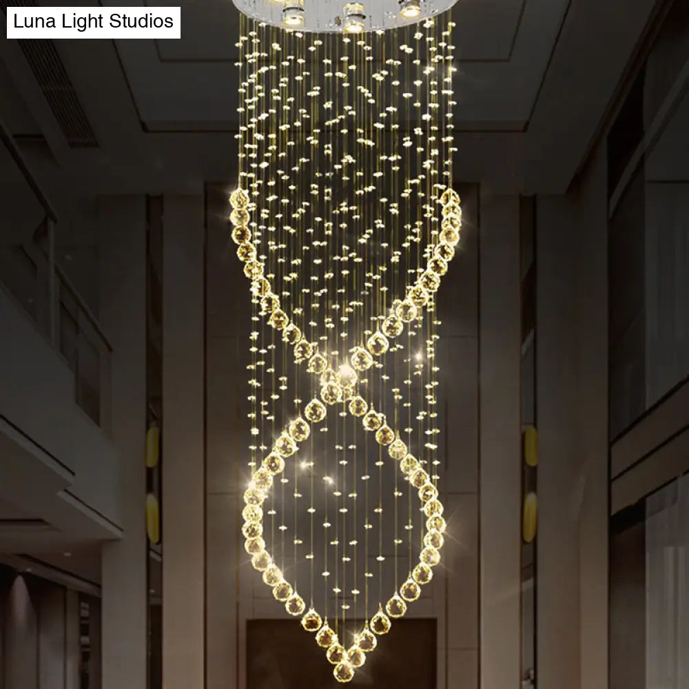 Modern Style 6 - Light Nickel Flushmount Crystal Flush Ceiling Light For Corridor - Spiral Design