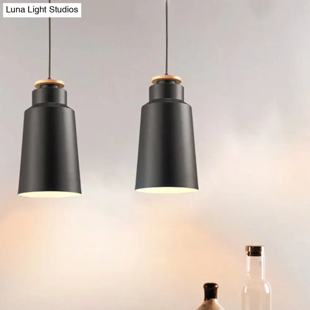 Modern Black/White Metal Pendant Light With Adjustable Cord - Barn/Cylinder/Tapered Design