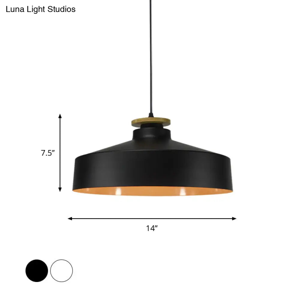 Modern Black/White Metal Pendant Light With Adjustable Cord - Barn/Cylinder/Tapered Design