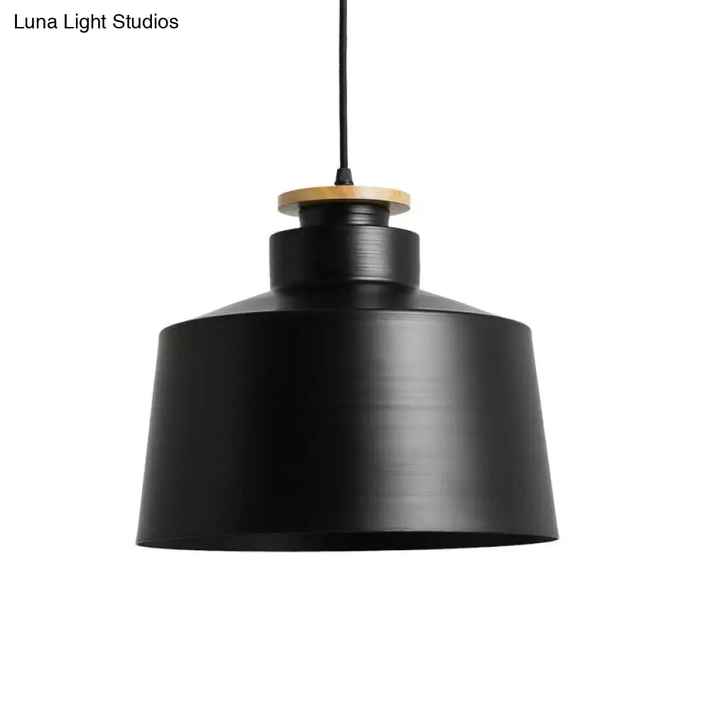 Modern Black/White Metal Pendant Light With Adjustable Cord - Barn/Cylinder/Tapered Design