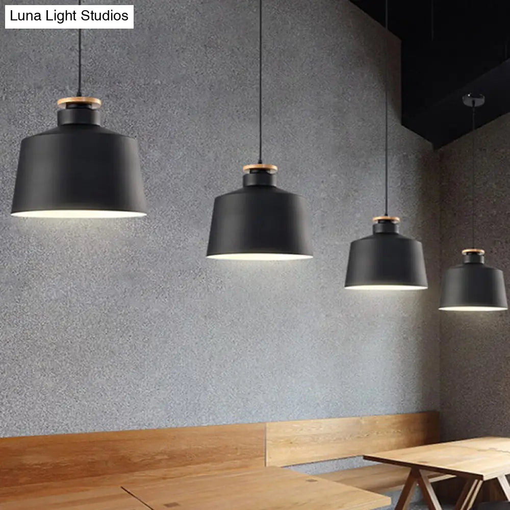 Modern Black/White Metal Pendant Light With Adjustable Cord - Barn/Cylinder/Tapered Design