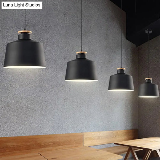 Modern Black/White Metal Pendant Light With Adjustable Cord - Barn/Cylinder/Tapered Design