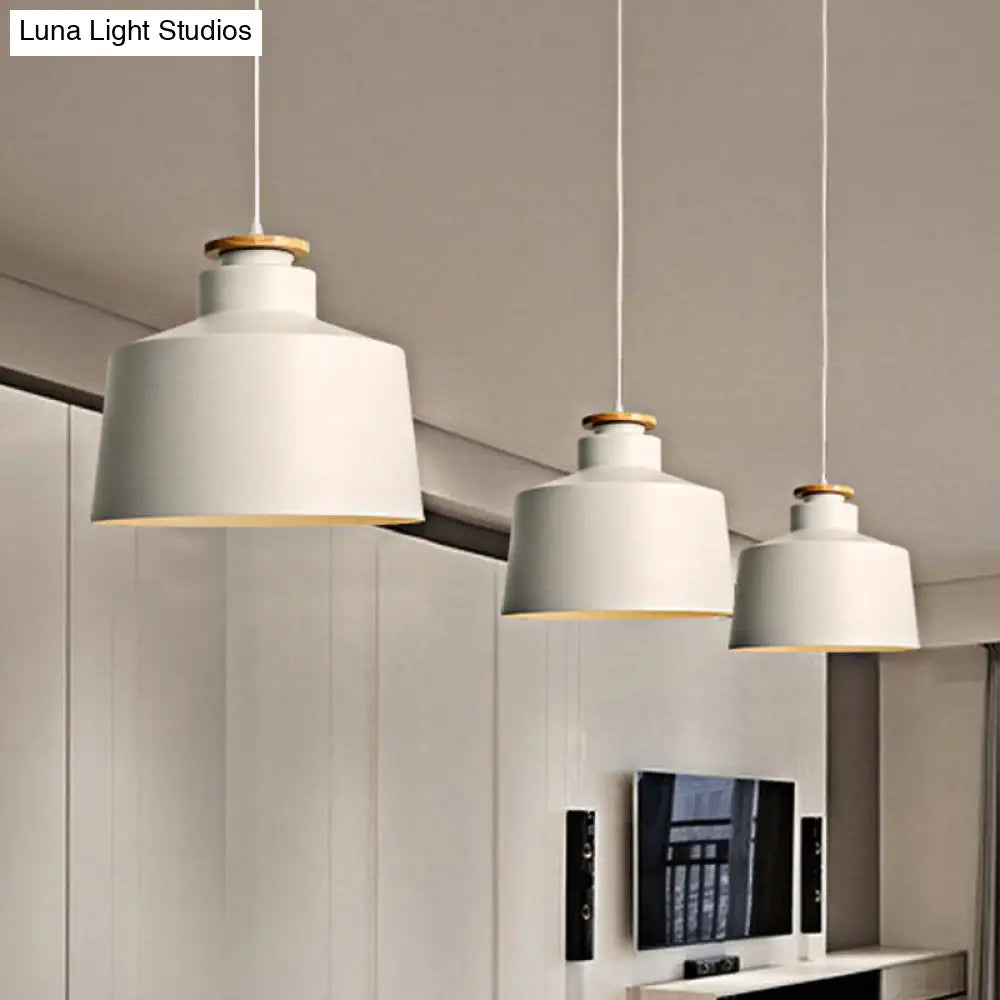 Modern Black/White Metal Pendant Light With Adjustable Cord - Barn/Cylinder/Tapered Design