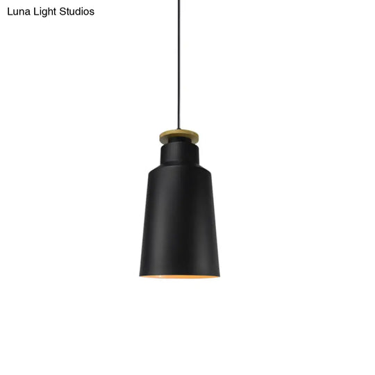 Modern Black/White Metal Pendant Light With Adjustable Cord - Barn/Cylinder/Tapered Design