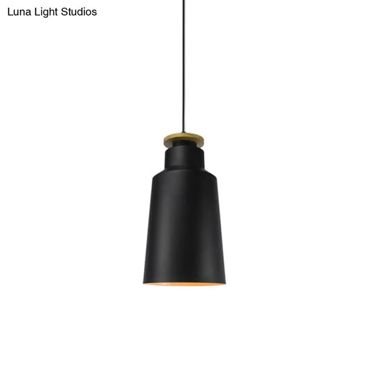 Modern Style Barn/Cylinder/Tapered Pendant Light In Black/White Finish - Adjustable Cord Hanging