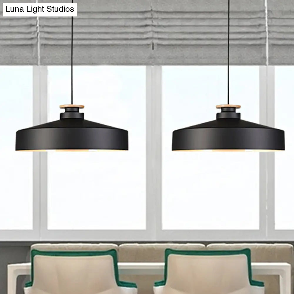 Modern Style Barn/Cylinder/Tapered Pendant Light In Black/White Finish - Adjustable Cord Hanging