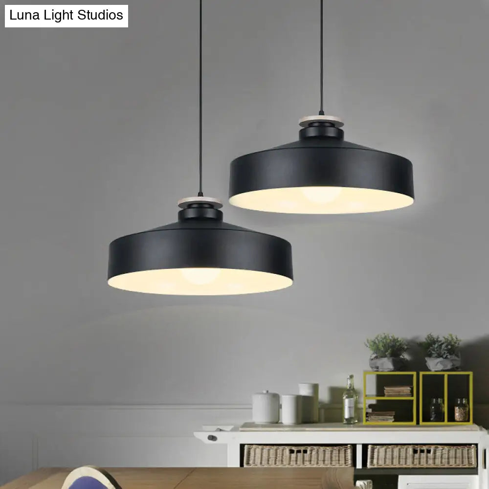 Modern Black/White Metal Pendant Light With Adjustable Cord - Barn/Cylinder/Tapered Design