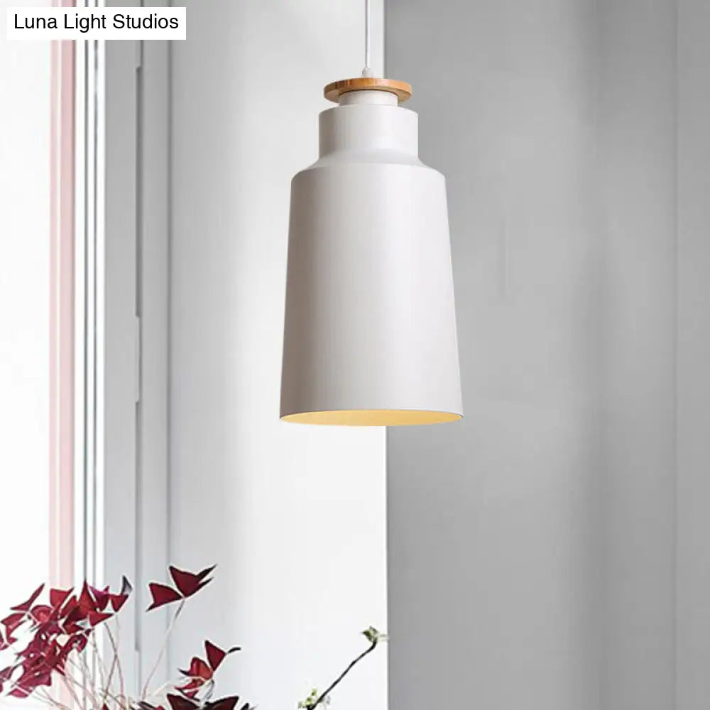 Modern Black/White Metal Pendant Light With Adjustable Cord - Barn/Cylinder/Tapered Design White / C