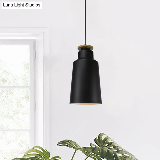 Modern Black/White Metal Pendant Light With Adjustable Cord - Barn/Cylinder/Tapered Design Black / C