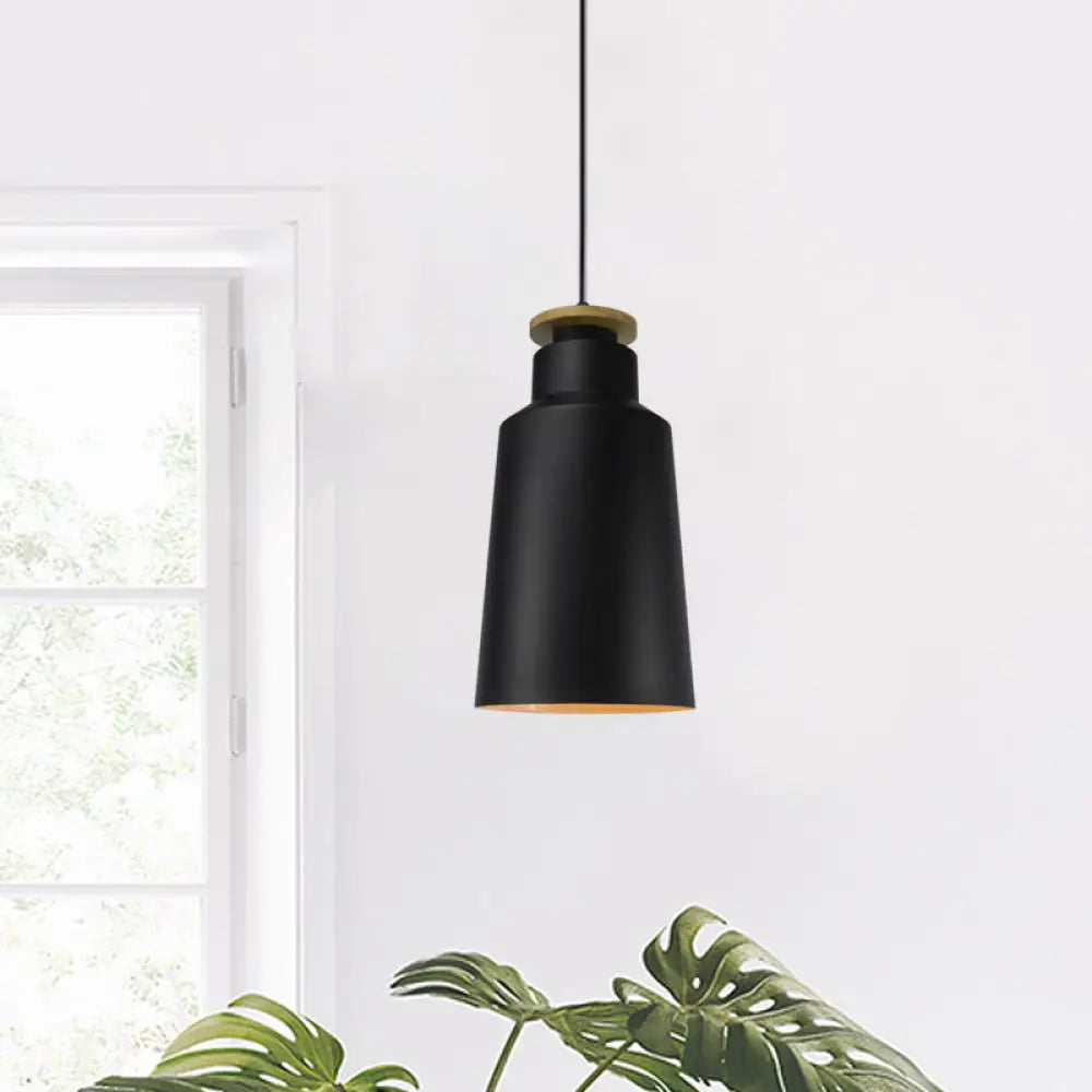 Modern Style Barn/Cylinder/Tapered Pendant Light In Black/White Finish - Adjustable Cord Hanging