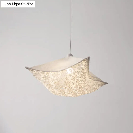 Modern Style Cushion Hanging Lamp With Patterned Fabric - 1 Bulb Pendant Ceiling Light For Living