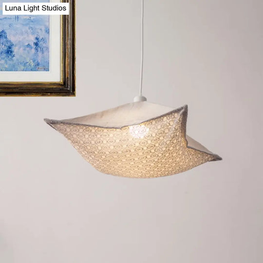 Modern Style Cushion Hanging Lamp With Patterned Fabric - 1 Bulb Pendant Ceiling Light For Living