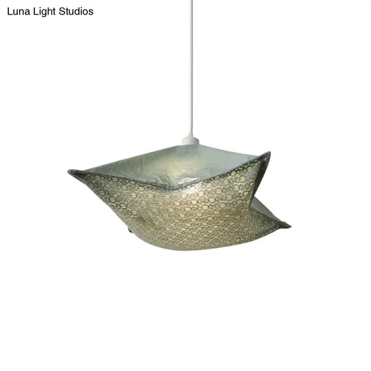 Modern Style Cushion Hanging Lamp With Patterned Fabric - 1 Bulb Pendant Ceiling Light For Living