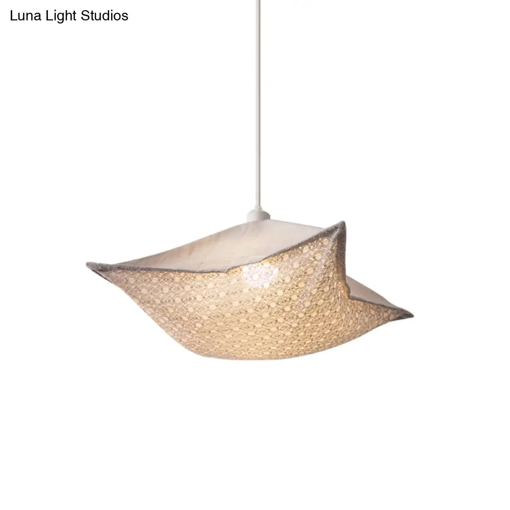 Modern Style Cushion Hanging Lamp With Patterned Fabric - 1 Bulb Pendant Ceiling Light For Living