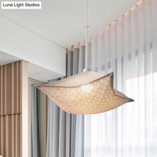 Modern Style Cushion Hanging Lamp With Patterned Fabric - 1 Bulb Pendant Ceiling Light For Living