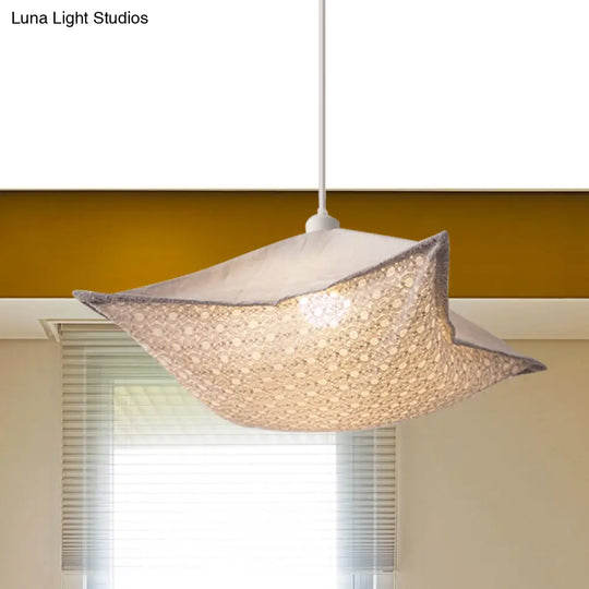 Patterned Fabric Hanging Lamp With Modern Style And 1 Bulb In Light-Purple/White/Green For Living