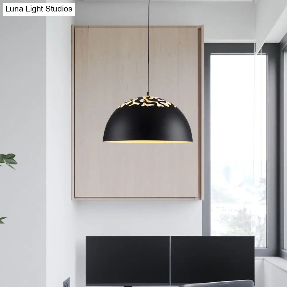 Domed Metal Pendant Lamp - Modern Style Ceiling Light White/Black 14/16/20.5 1 Bulb Ideal For Dining