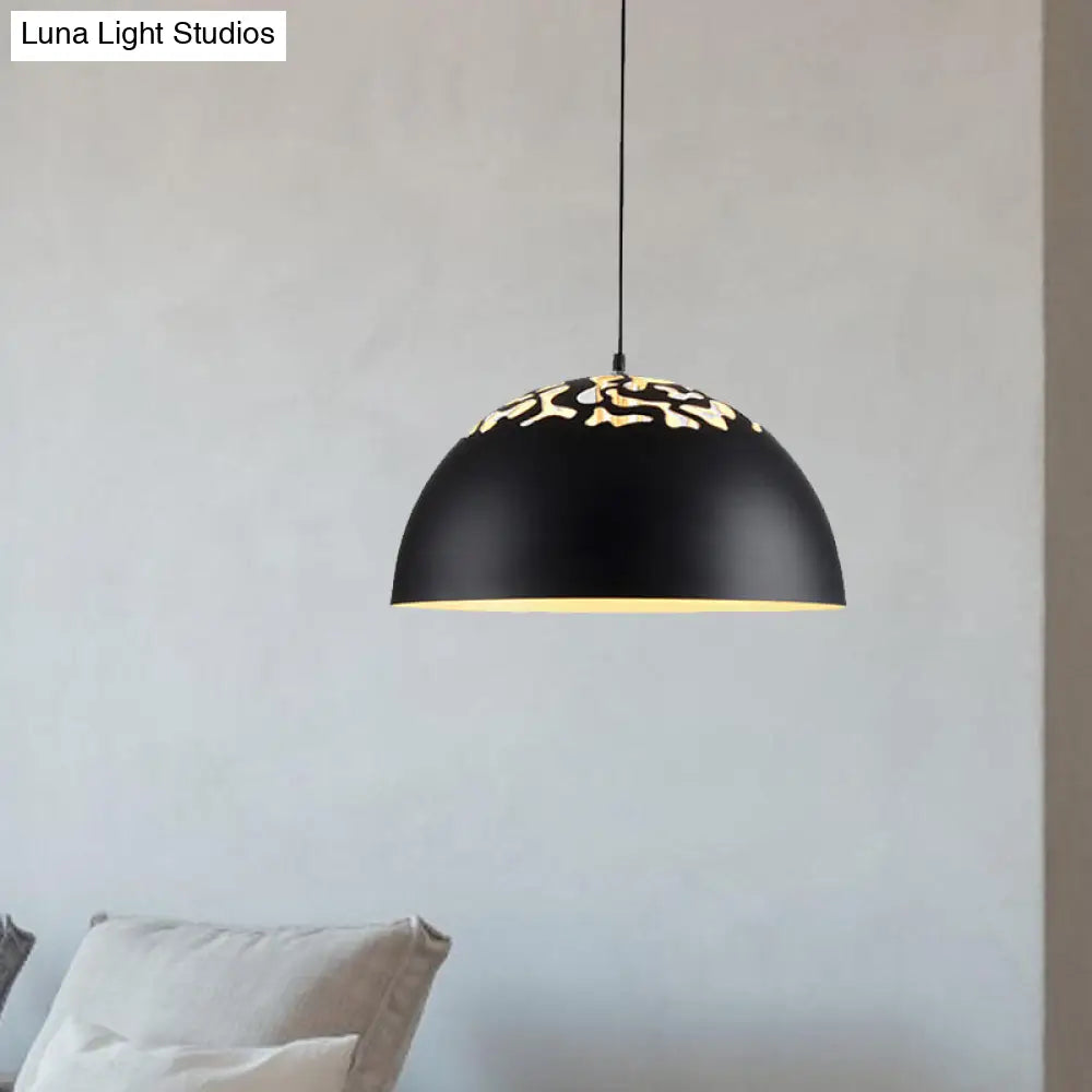 Domed Metal Pendant Lamp - Modern Style Ceiling Light White/Black 14/16/20.5 1 Bulb Ideal For Dining