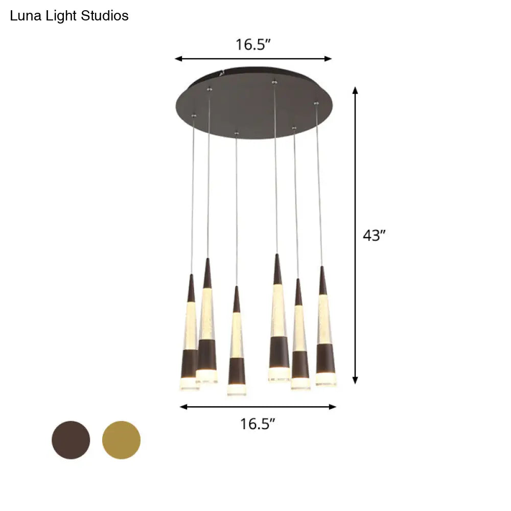 Height Adjustable Modern Style Multi Hanging Light With 6 Bulbs - Aluminum Led Pendant Lighting For