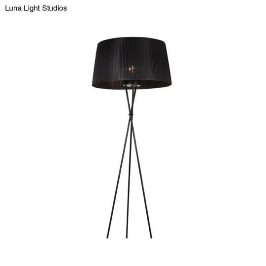 Modern Style Drum Shade Floor Lamp With Tripod Base - 1 Bulb Pink/Black/Red