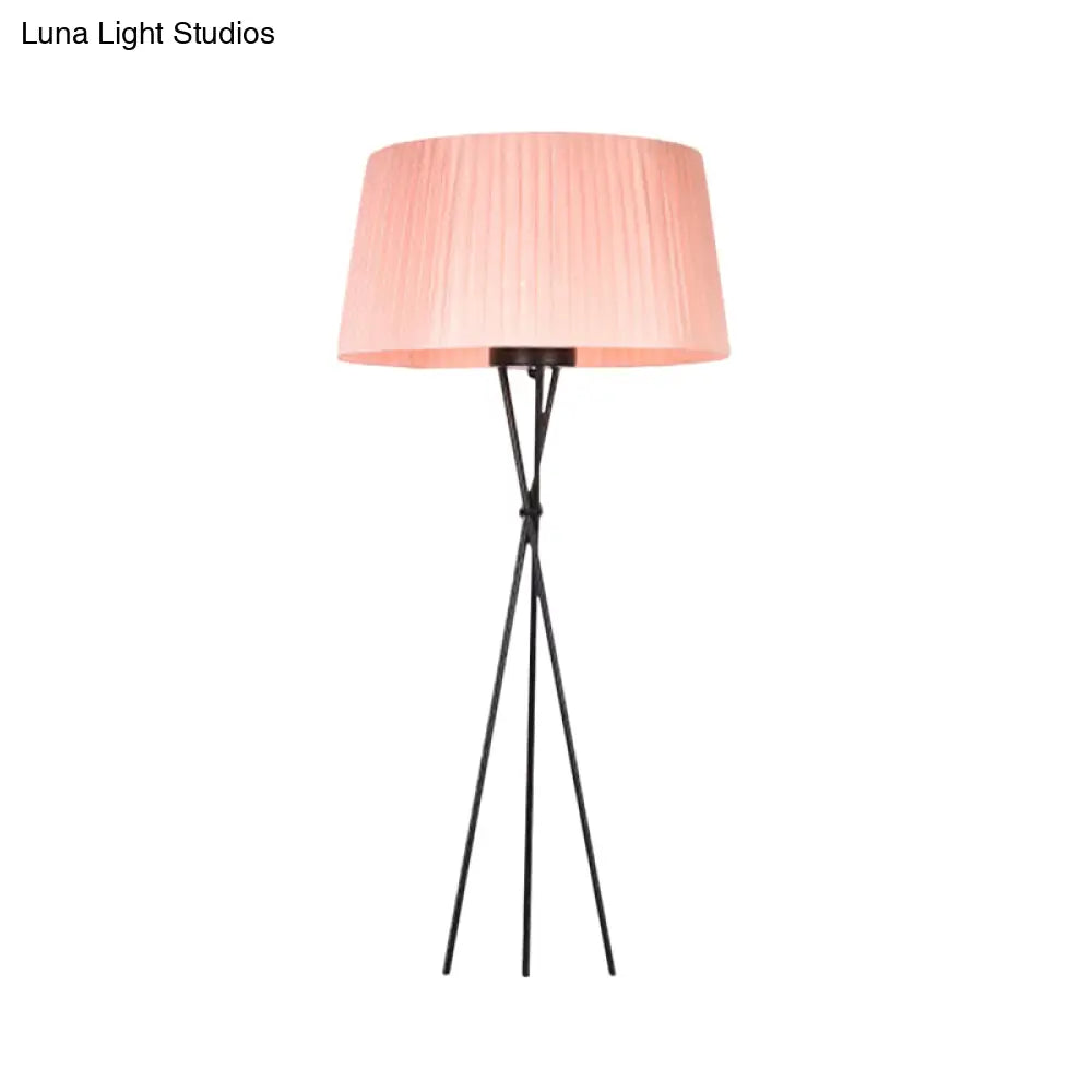 Modern Style Drum Shade Floor Lamp With Tripod Base - 1 Bulb Pink/Black/Red