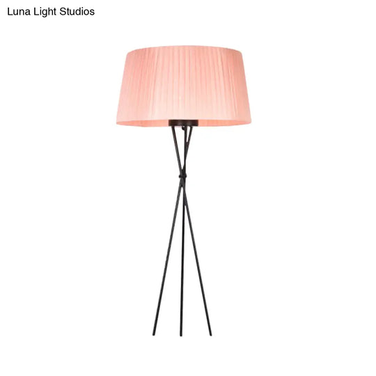 Modern Style Drum Shade Floor Lamp With Tripod Base - 1 Bulb Pink/Black/Red