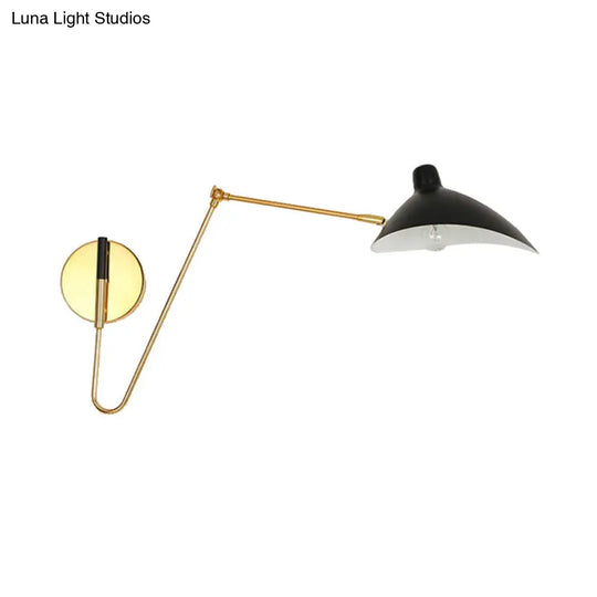 Modern Style Duckbill Shade Wall Lamp With Metallic Finish Black Sconce Lighting Straight/Curved Arm