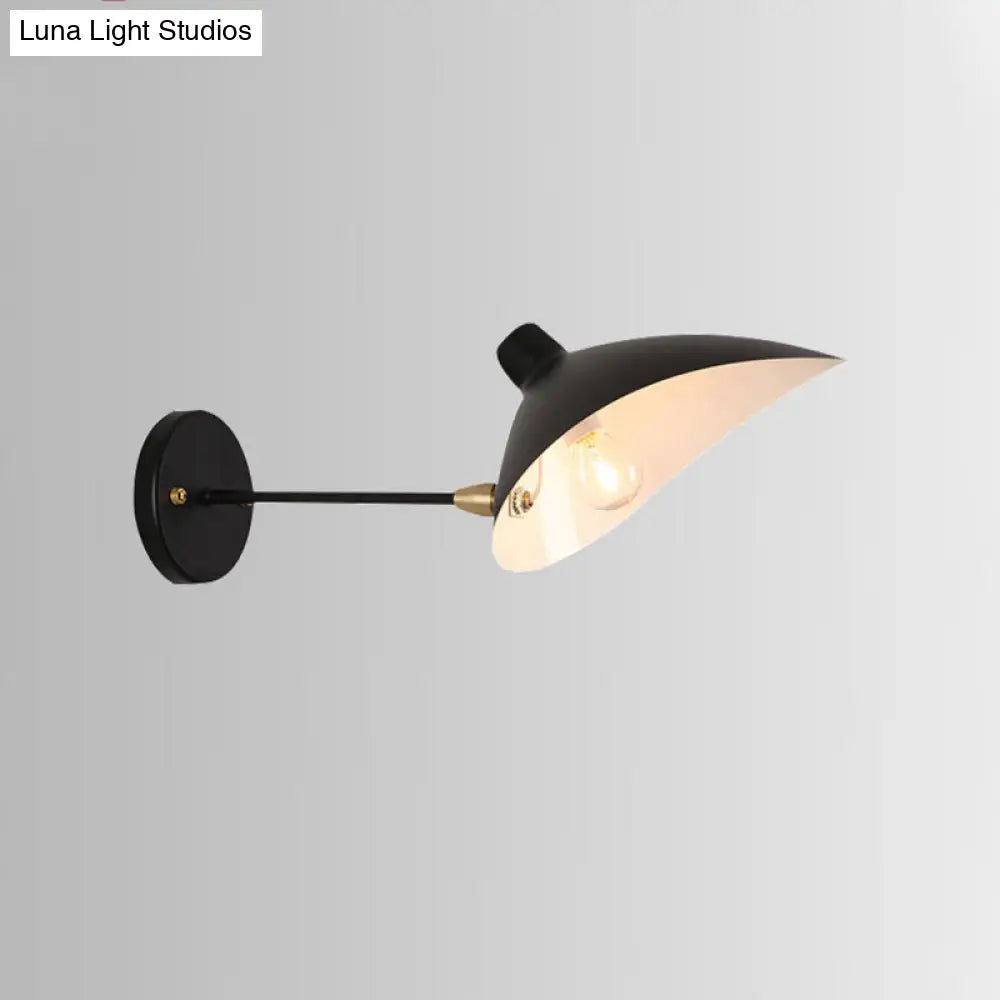 Modern Style Duckbill Shade Wall Lamp With Metallic Finish Black Sconce Lighting Straight/Curved Arm